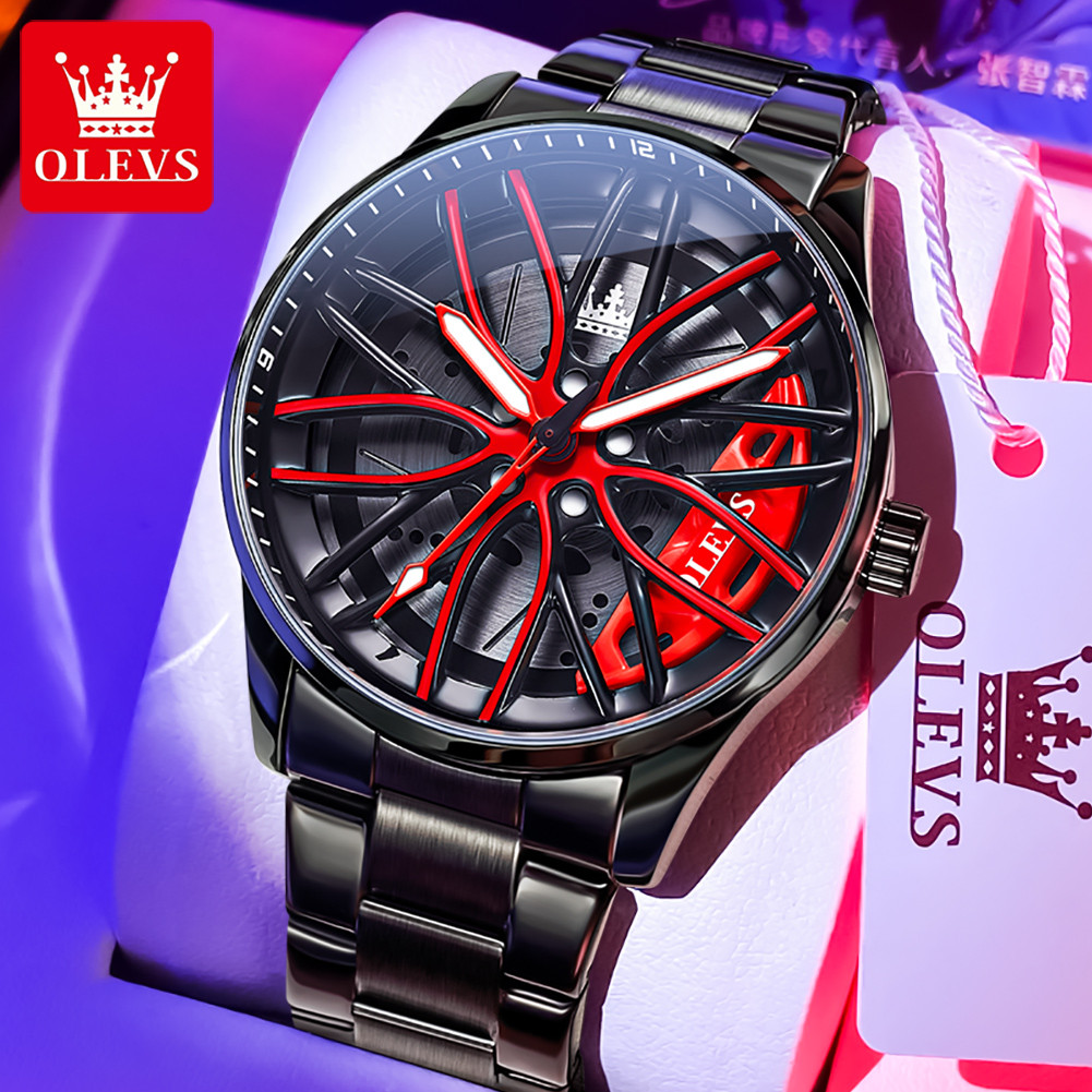 OLEVS 9937 Men's Luxury Watch Waterproof Rotary Sport Car Rim Man Watch High Quality Fashion Best