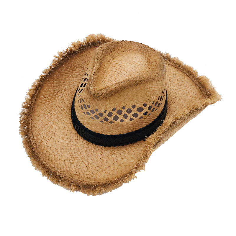 Sun Protection Men'S Foldable Cowboy Hat Neck Protection Sun Hat Beach Hat Raffia Hat Seamless