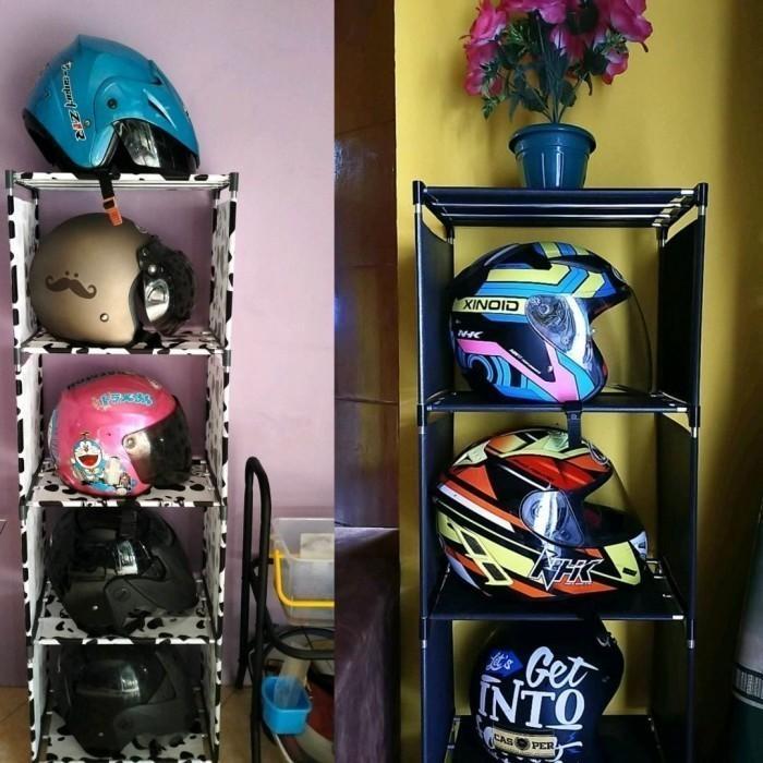 Diskon Rak Helm Rak Susun Lemari Helm LEBIH BESAR & KUAT Rak Buku Lemari GUH