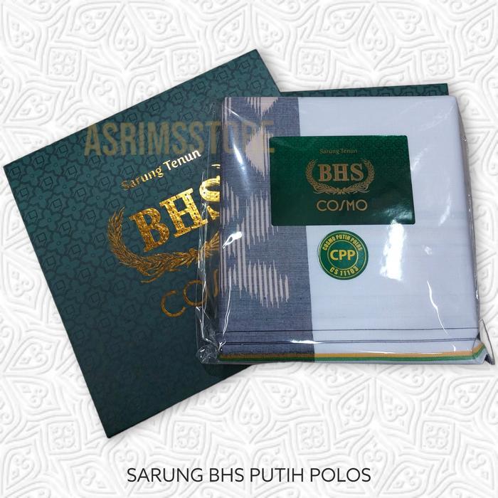 Bhs Sarung Cosmo Gold Warna Putih Original Berbusana Muslim Elegan & Berkelas Dengan Desain Simple