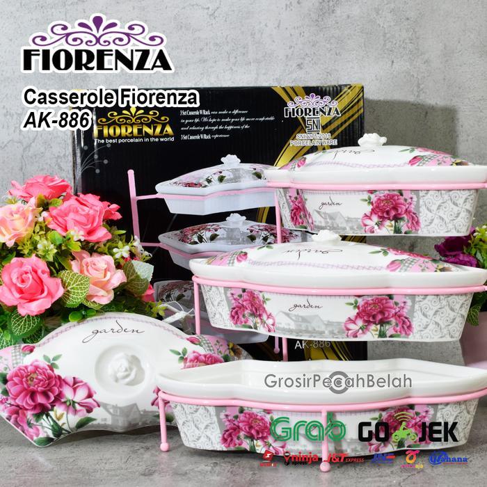 Wadah Saji Basi Casserole Rak Susun Tingkat Keramik Fiorenza AK-886