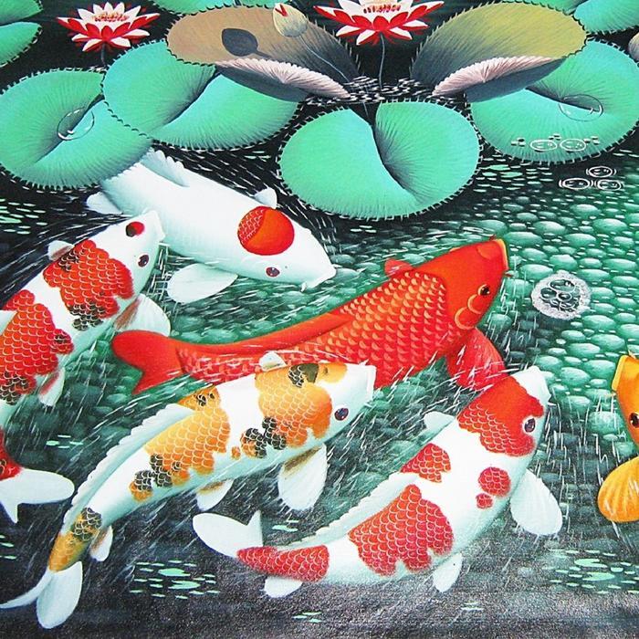 Lukisan Ikan Koi 9 Ukuran Besar Motif Menarik