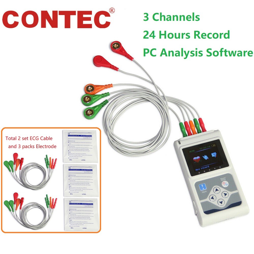 CONTEC Brand NEW 3 Channels ECG Holter  EKG Holter  Dynamic ECG