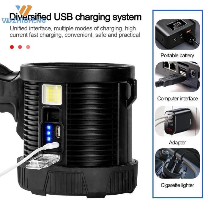 Xhp70 High Power Led Searchlight 4 Light Source Portable Spotlight