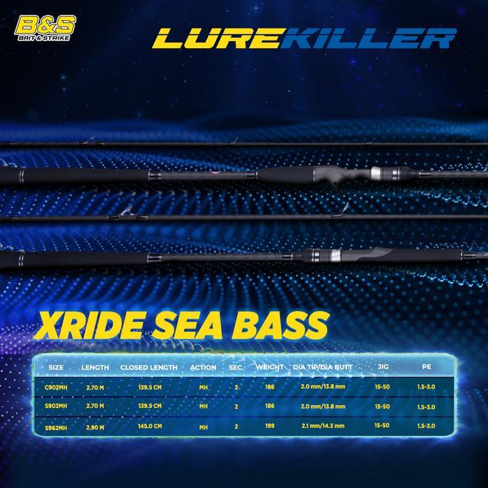 LureKiller Joran Pancing X-RIDE Sea bass 2.4m/2.7m/2.9m PE 1.5-3 Jig WT 15-50g Joran pancing fuji