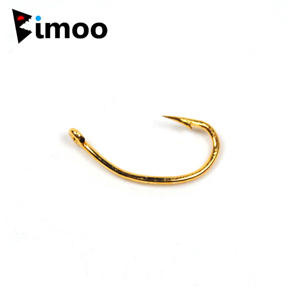 Wholesale 500PCS Golden Curved Nymph Fly Hook Nymph Scud Shrimp Pupae Larvae Caddis Fly Tying