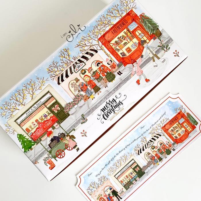 [Voucher] (BOX 20 x 10 x 7 cm NATAL ) box bolu kue lapis iamcili Natal Merry Christmas (isi 10)