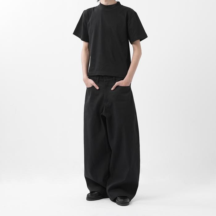 8zg8- 'Forma' Wide Black Denim Pants / Celana Panjang Bahan Denim / Celana Unisex