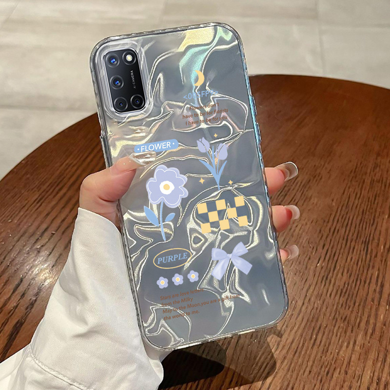 Casing Hp OPPO A52 OPPO A72 OPPO A92 Case Casing Pola Lukis Bunga HP Kasing Kasus ponsel transparan 