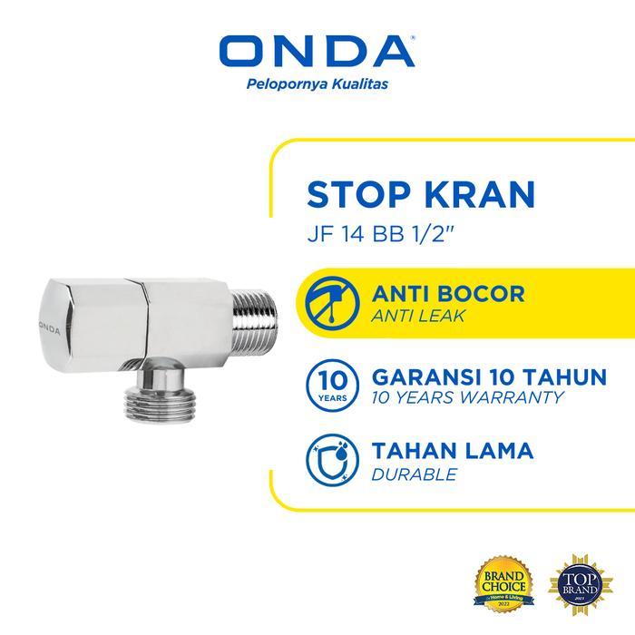 ONDA Stop Kran Toilet 2 Cabang 1/2 In Chrome Kran WC Duduk Multifungsi Keran Toilet Duduk Kran