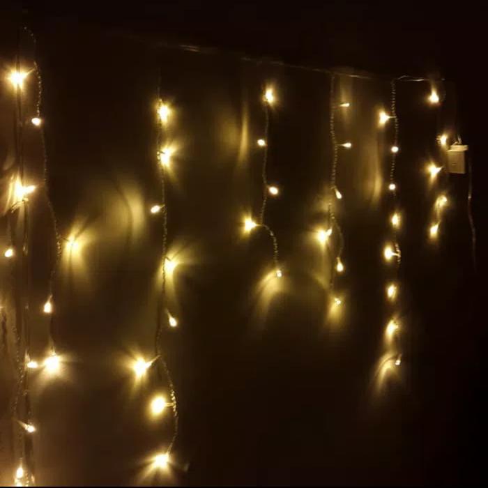Lampu tirai natal warm white outdoor