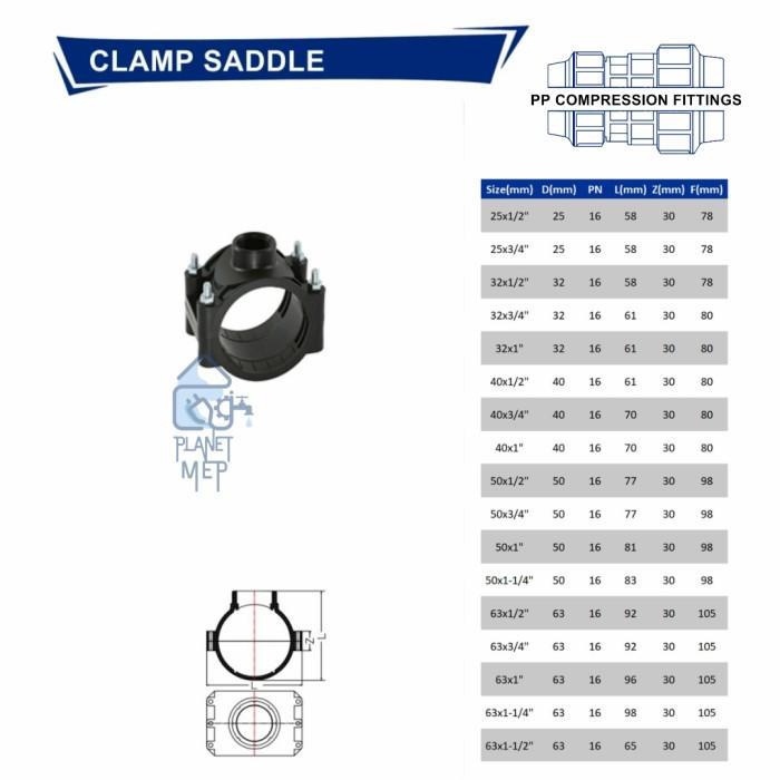 @=@=@=@=] Clamp Saddle HDPE 32mm x 1" Klem Sadel Compression Fitting