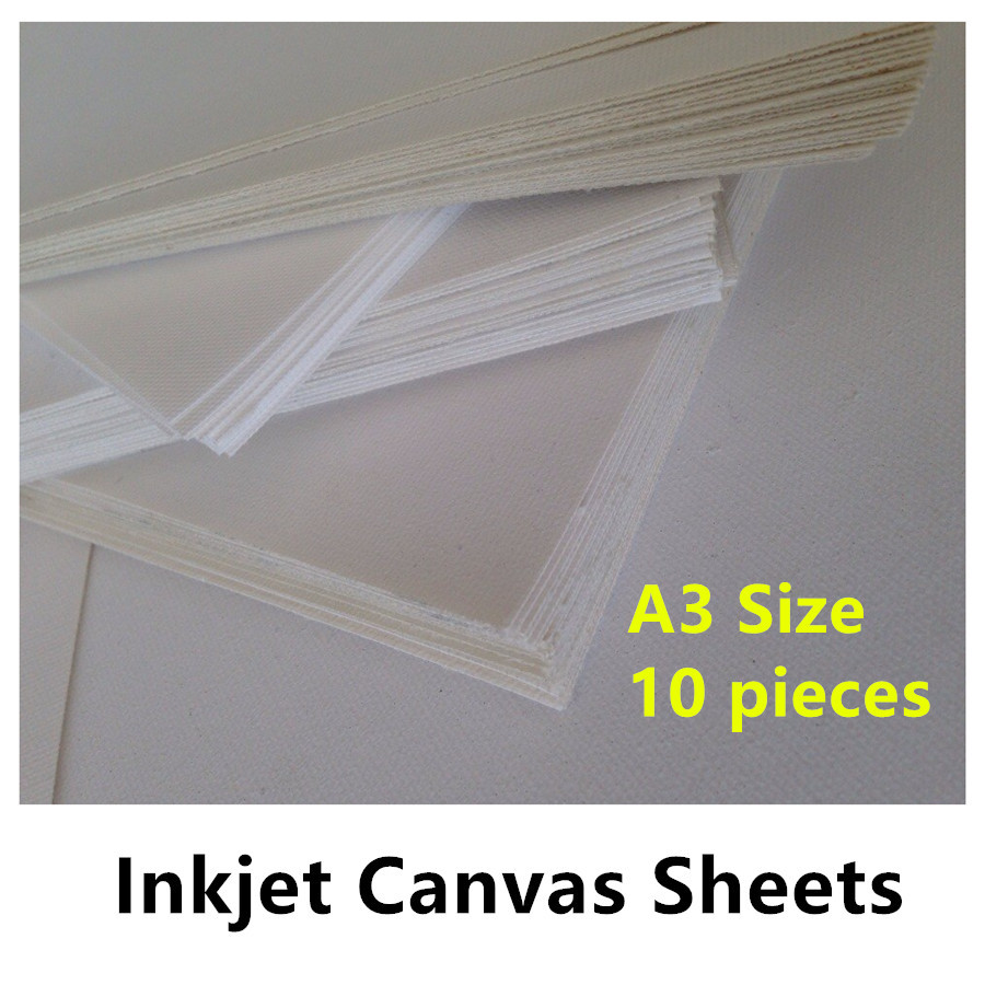 10 Pieces A3 Inkjet Cotton Canvas, Glossy Poly Printing Fabric For Pigment Printer