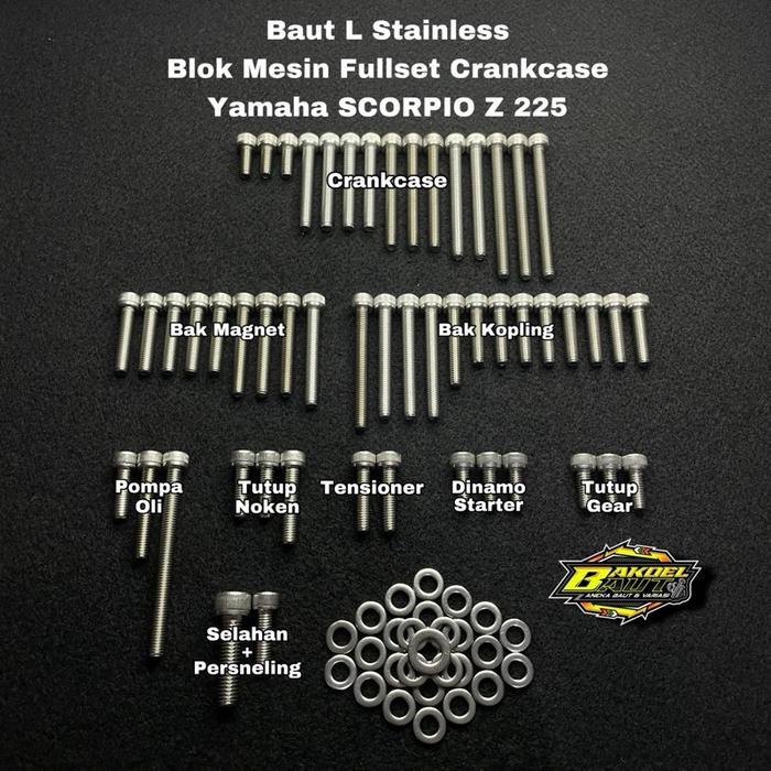Baut L Stainless Blok Mesin YAMAHA SCORPIO 225 SCORPIO Z Baut L Stainless THE A2-70 Original