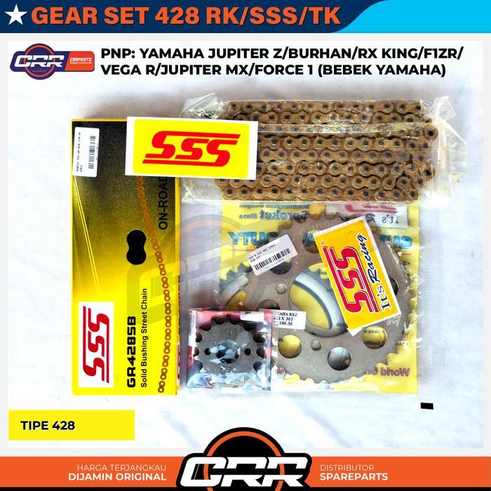 Gear Set SSS Girset 428 Yamaha RX King F1ZR Jupiter Z Vega R Jupiter MX New Force 1 Alfa V88 Ukuran
