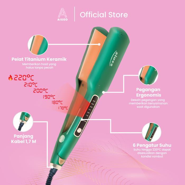 ks85- Aiueo.Indo Aiueo Brenda 740 - Catok Rambut 3In1 - Pelat Titanium Keramik - 6 Pilihan