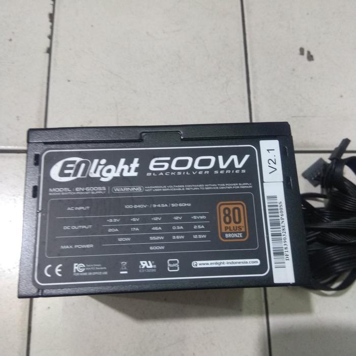 psu enlight 600w pure gaming en-600ss 80plus bronze 8 x 2 pin vga power supply original black silver