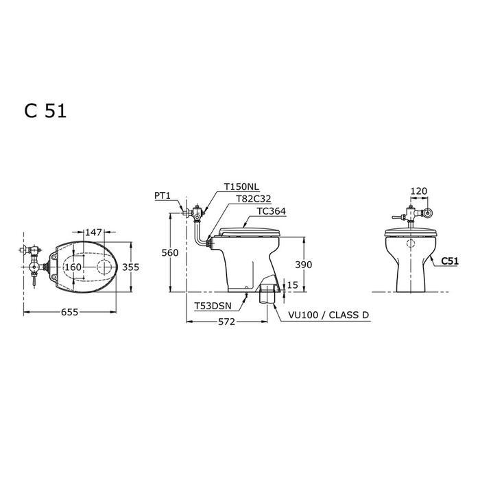 Kloset Duduk TOTO C51 Tanpa Flush T150NL