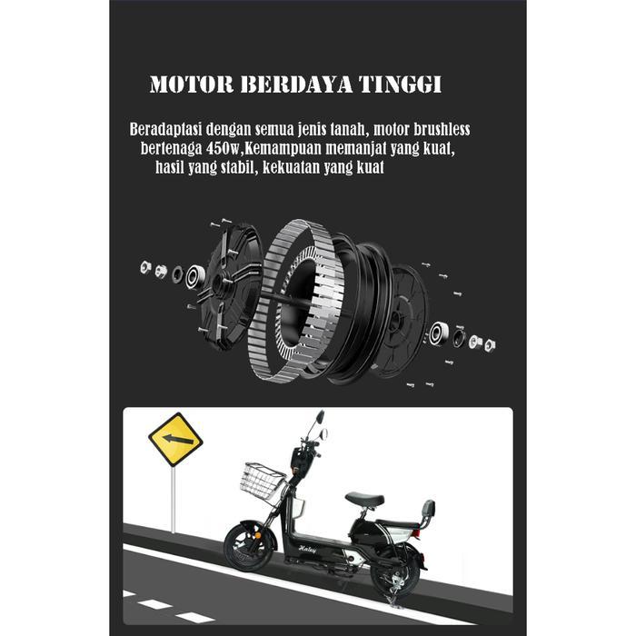 Sepeda Motor Listrik Sepeda Listrik Dewasa HALEY QH-H8 48V/12A 450W sepeda listrik Exotic Garansi 1