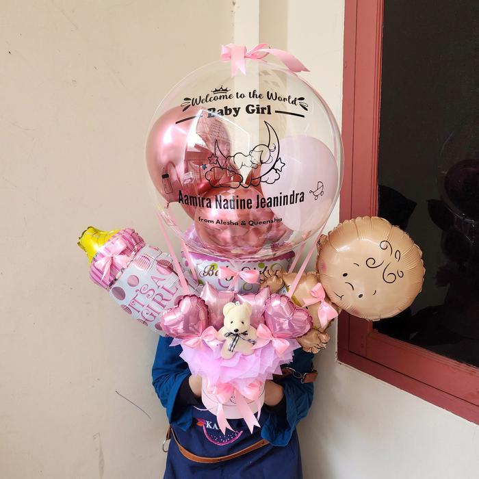 6vfh- Buket Balon Foil Baby Born Bouquet Baby Boy Baby Girl Kado Lahiran