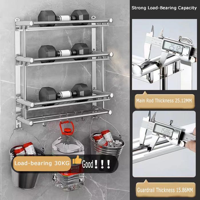 Ikea Home - Rak Handuk Kamar Mandi Rak Bumbu Dapur Stainless Steel Rak Dinding Hitam/Perak