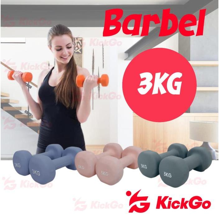 [Banting Harga] KickGo Barbel 3kg Barbel 3 kg Barbel Neoprene Barbel 3Kg Barbel Vinyl Anti slip
