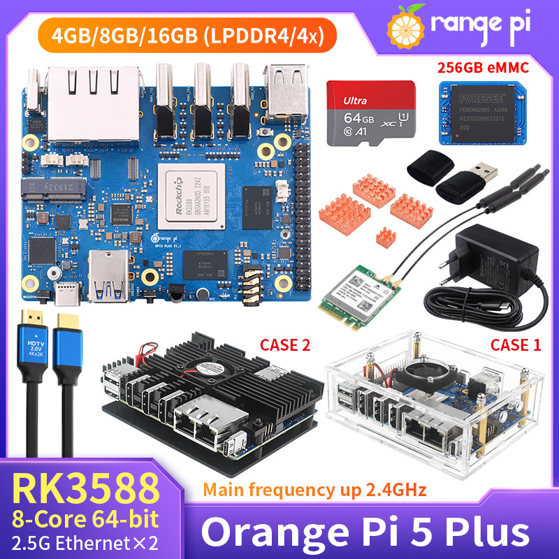 Orange Pi 5 Plus 16Gb / 8Gb / 4Gb Lpddr4/4X Rk3588 8-Core 64-Bit 2.5G Dual Ethernet Ports With Pcie