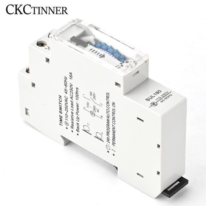 Sul180 Din Rail Time Switch Mechanical Timer Switch 24 Hours Programmable Timer Control Time Switch
