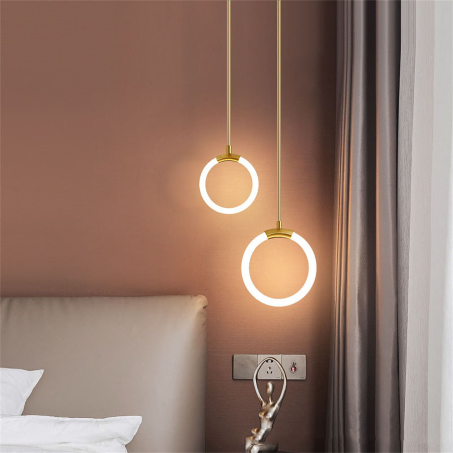Creative Ring Led Pendant Light Bedroom Bedside Art Decor Hanging