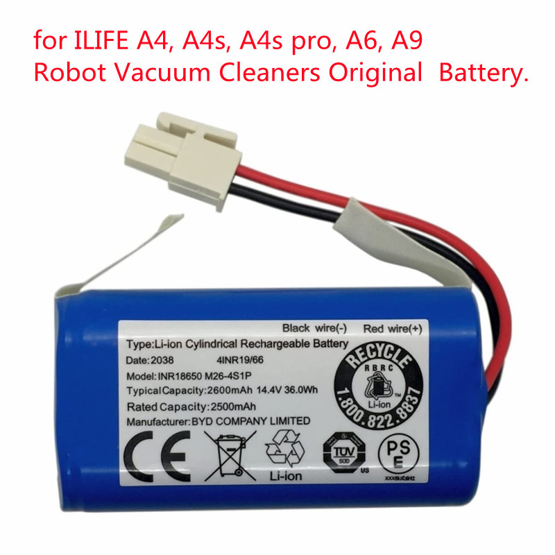 14.4V 2600mah Rechargeable Lithium Battery For ILIFE A4s A6 V7s Plus A9s W400 Robot Vacuum Cleaner I