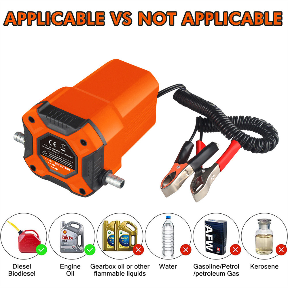 12V Electric Car Oil Suction Pump 80W Fuel Delivery Engine Oil Crude Oil Fluid Suction Pump For Car 