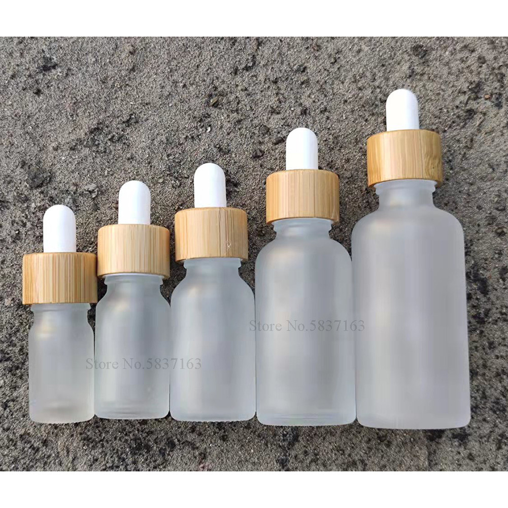 10 Pack 10ml Frosted Dropper Bottle With Glass Pipette Dropper Samll Dropper Bottle With Bamboo Lid 