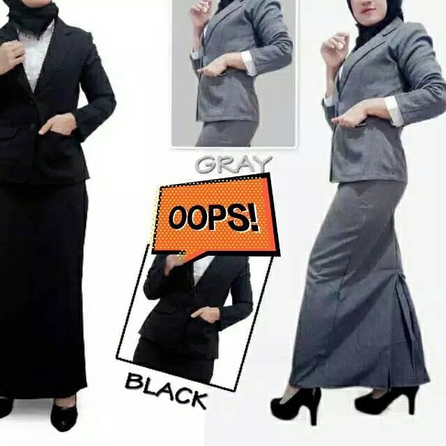 Setelan Blezer celana atau rok Muslim Wanita setelan blazer formal wanita setelan blazer rok panjang