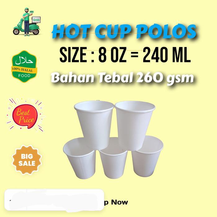 Paper cup 8 Oz Tebal, gelas kertas, cangkir, gelas kopi, hot cup 260 g