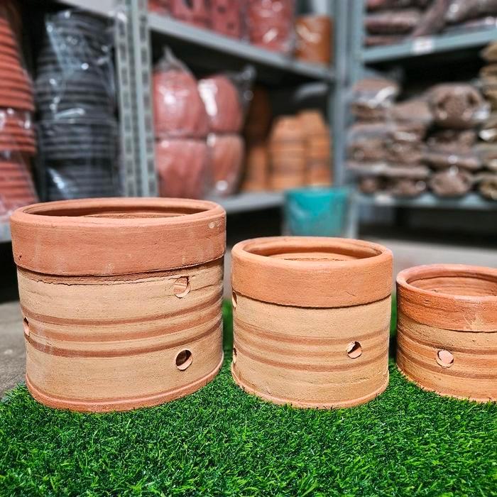 Gardening Mikha Pot Tanah Liat Silinder Leter Tinggi / Pot Terakota / Pot Tanaman