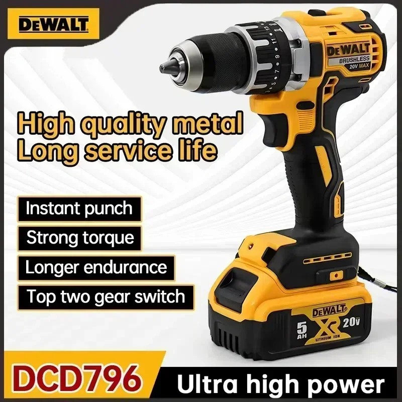Dewalt DCD796 Cordless Brushless Impact Drill Brushless Drill Multifunctional Rechargeable Portable