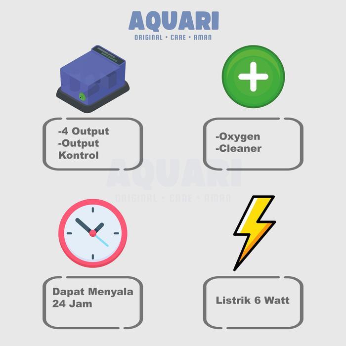 AERATOR LOW NOISE YAMANO AP 6 WATT GELEMBUNG UDARA KOLAM 4 OUTPUT - AERATOR AQUARIUM ORINAL
