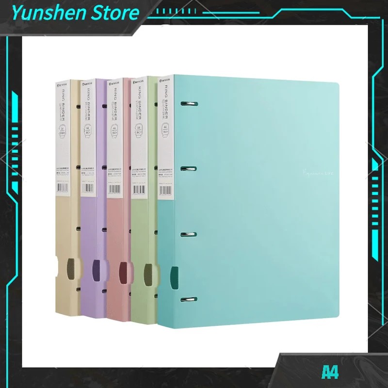 A4 Binder D-type Punch Folder Office Storage File Ring Waterproof Test Paper Data Storage Folder 4 H