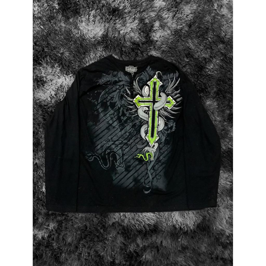 MMA New Affliction Long sleeved T shirt Fashion Round Neck Oversized T shirt Men Women Casual Gothic