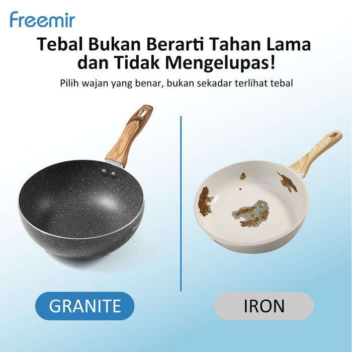 [Super Mega Sale] Freemir Wajan Cekung 20 Cm Wajan Anti Lengket Batu Granit Premium Wajan Panci