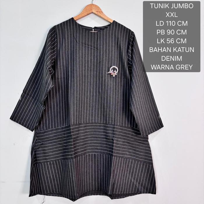 Tunik Jumbo Ld 110 Cm Motif Garis Kekinian