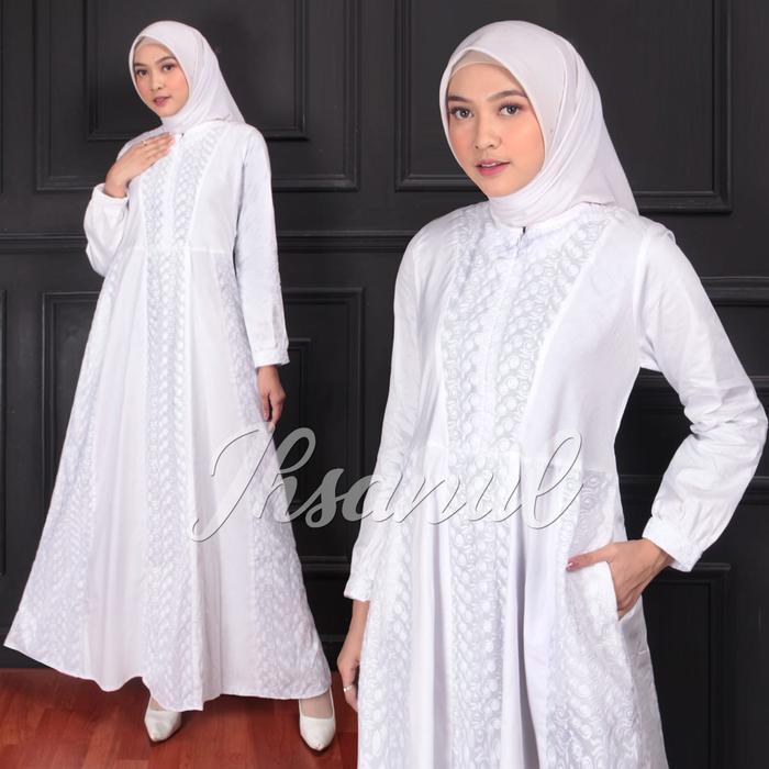 Gamis Katun Jepang Umroh Kombinasi Polos Model Pecah Cantik Model Terbaru Poliester Polos Bunga