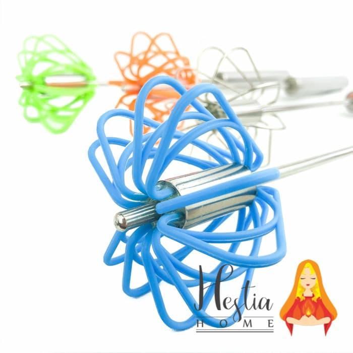 wjb0- Hand Mixer Kocokan Telur Manual Stainless Steel Automatis Ukuran Besar