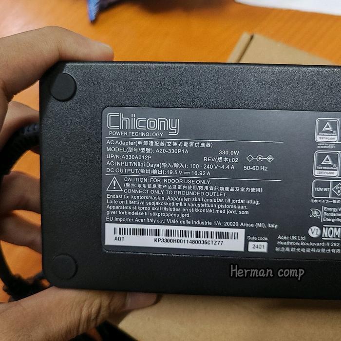 Terbatas Original Charger Laptop 330W 19.5V 16.92A A20-330P1A For Acer Predator Helios 300 500