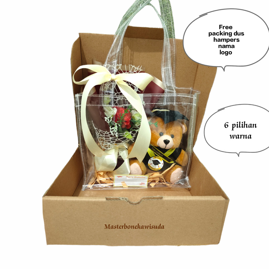 Hampers wisuda Tas mika boneka / buket bunga artificial/ kado wisuda / hadiah wisuda / buket bunga/ 