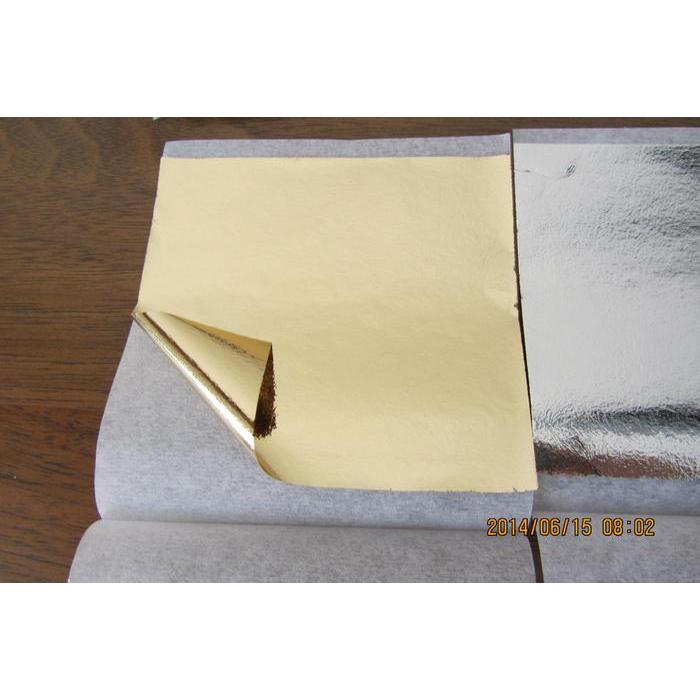 4lcj- Kertas Foil Emas Gold Leaf Foil Sheet Kertas Prada Sepuhan Sepuh 1000