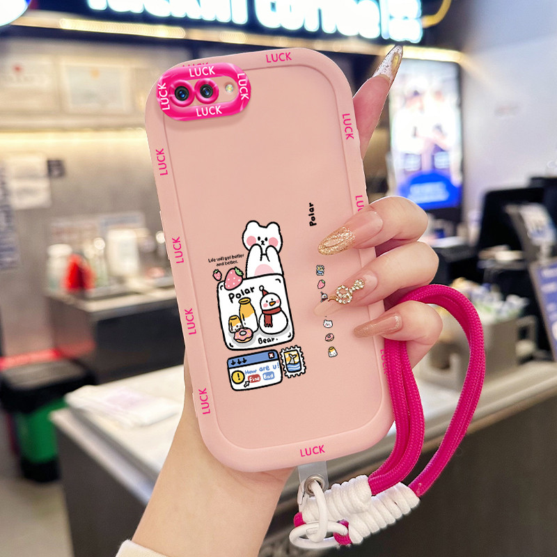 Casing Hp untuk OPPO A5 A3s A12E Realme C1 Case Pola Kartun Kelinci Pink Kasing ponsel silikon Kesin