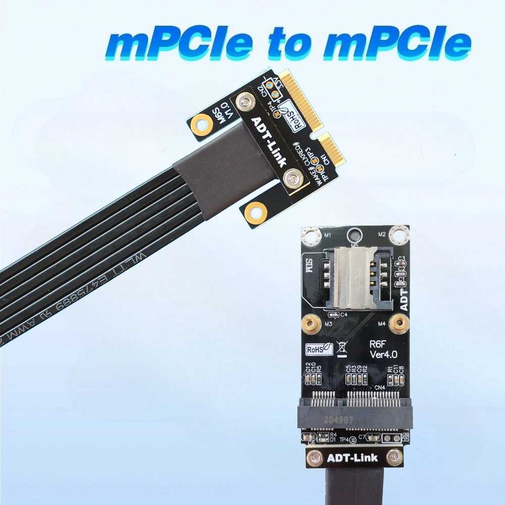 Adt-Link New Mini Pcie (Minicard) Extension Cable Extender Adapter Extension Cable M66Sf Pcie 4.0 X1