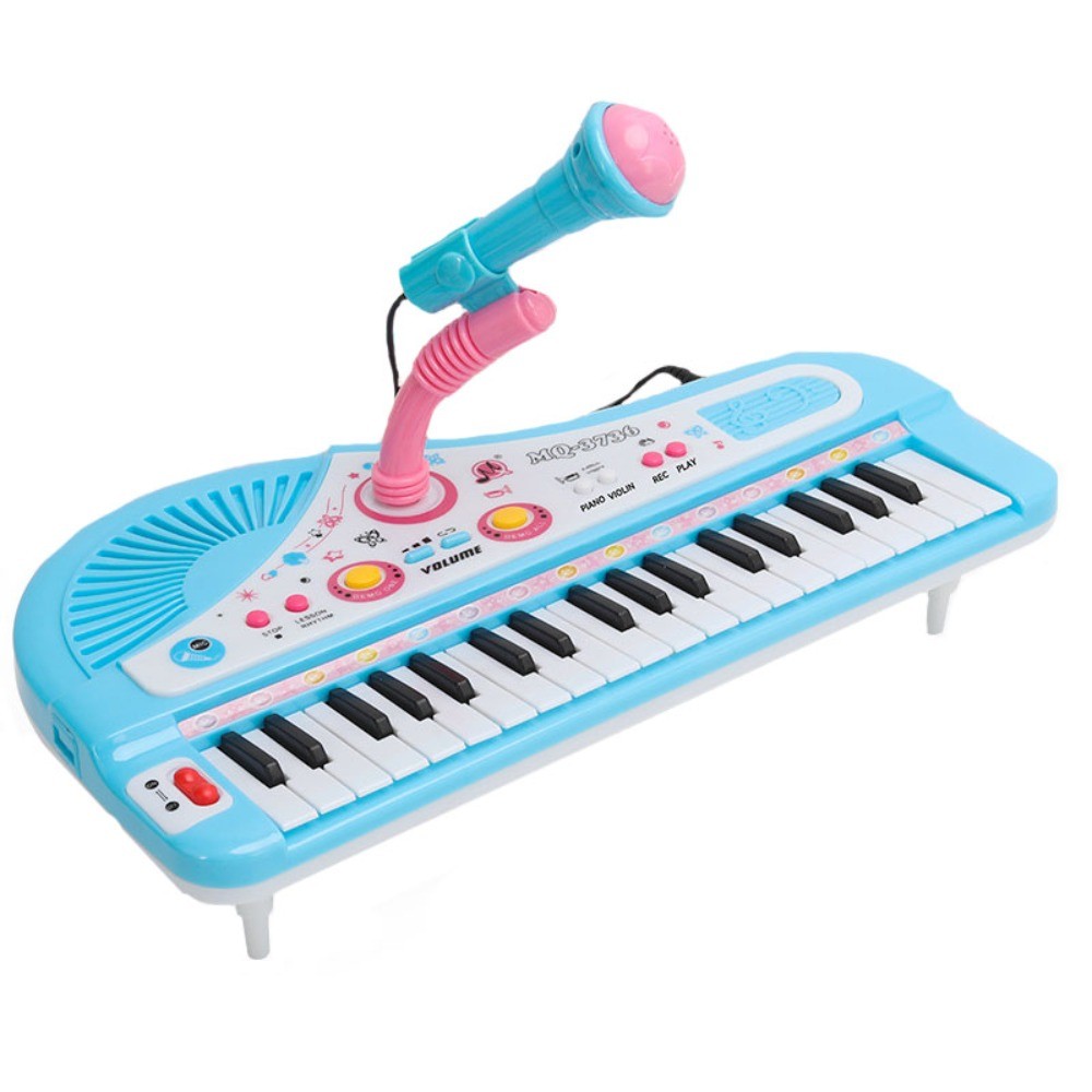 Plastic 37 Key Piano Musical Toy with Microphone Montessori 37 Key Electronic Keyboard Simulation