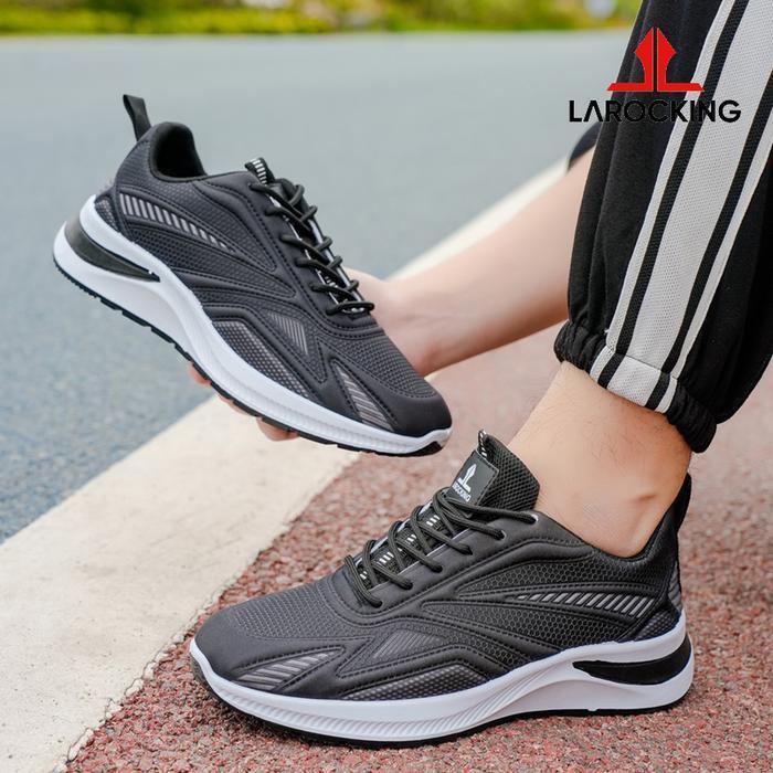 swte- Larocking - Vega Hitam Abu Sepatu Running Gym Shoes Abu Outdoor